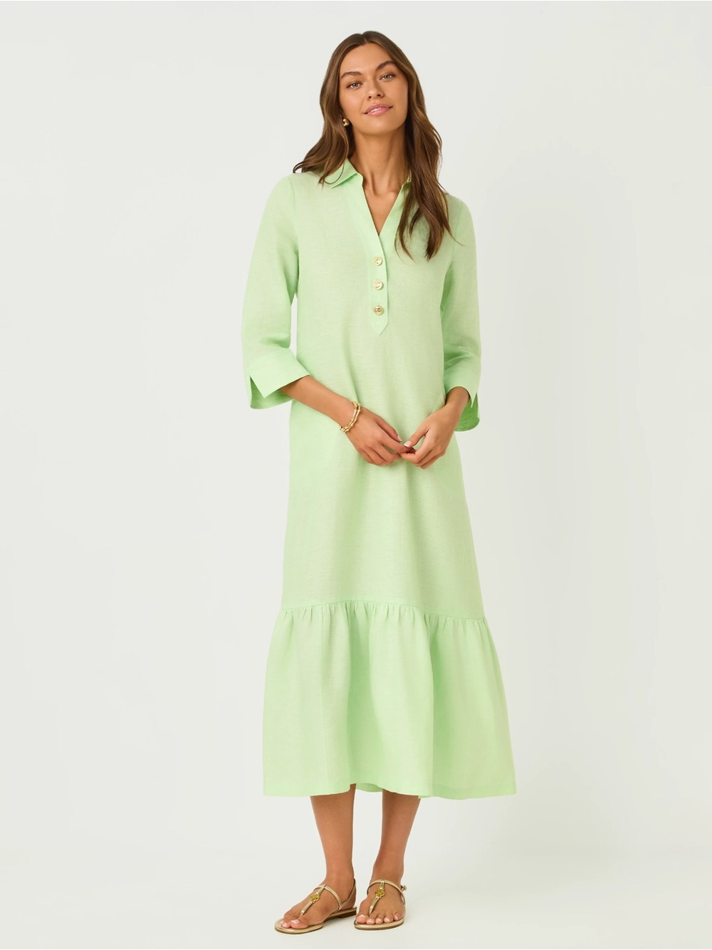 Lilly Pulitzer Alora Ruffle Hem Linen Maxi Dress